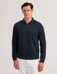Men INGMAR - Long Sleeve Cotton Blend Zip Polo Shirt - Ted Baker
