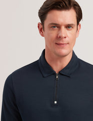 Men INGMAR - Long Sleeve Cotton Blend Zip Polo Shirt - Ted Baker