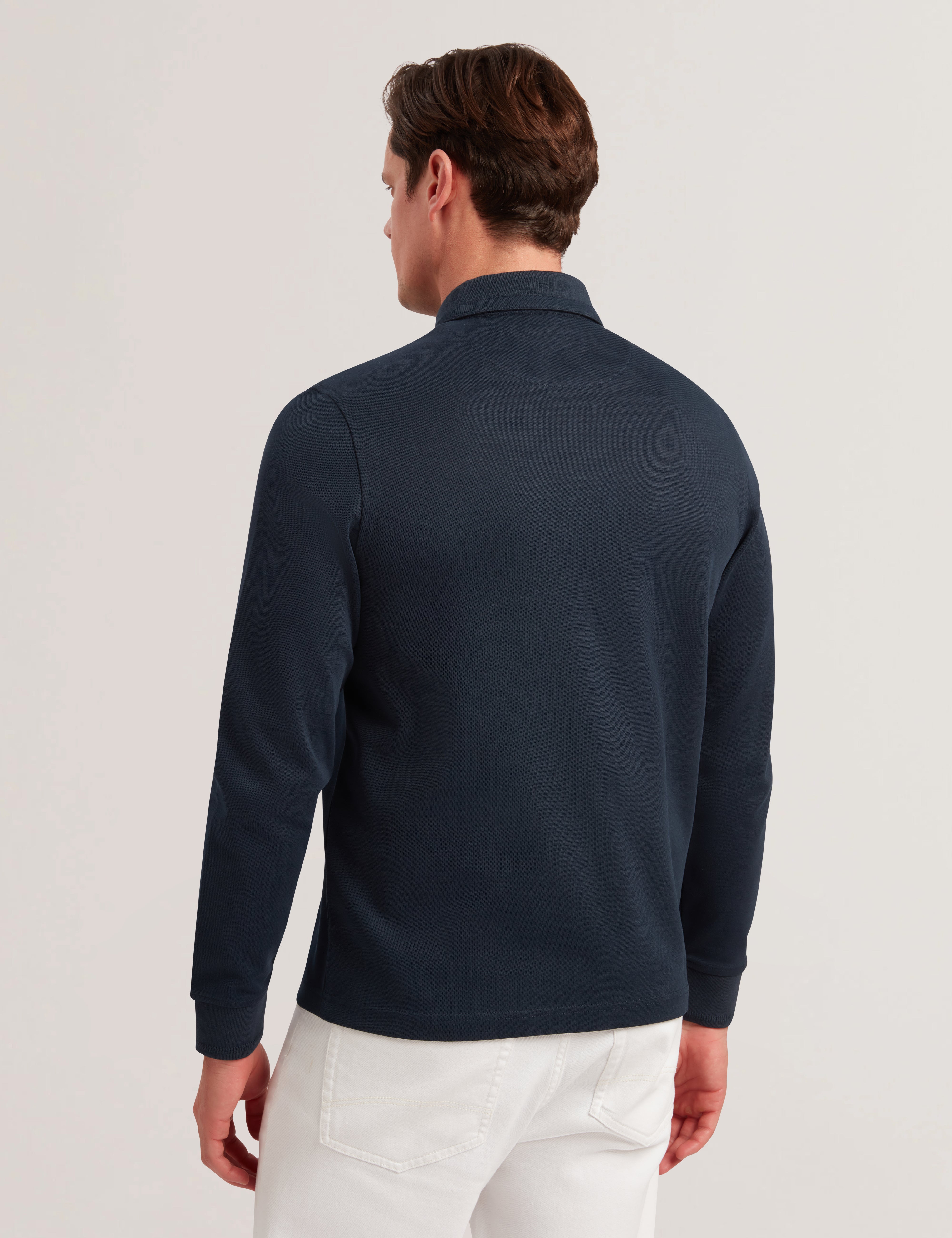 Men INGMAR - Long Sleeve Cotton Blend Zip Polo Shirt - Ted Baker