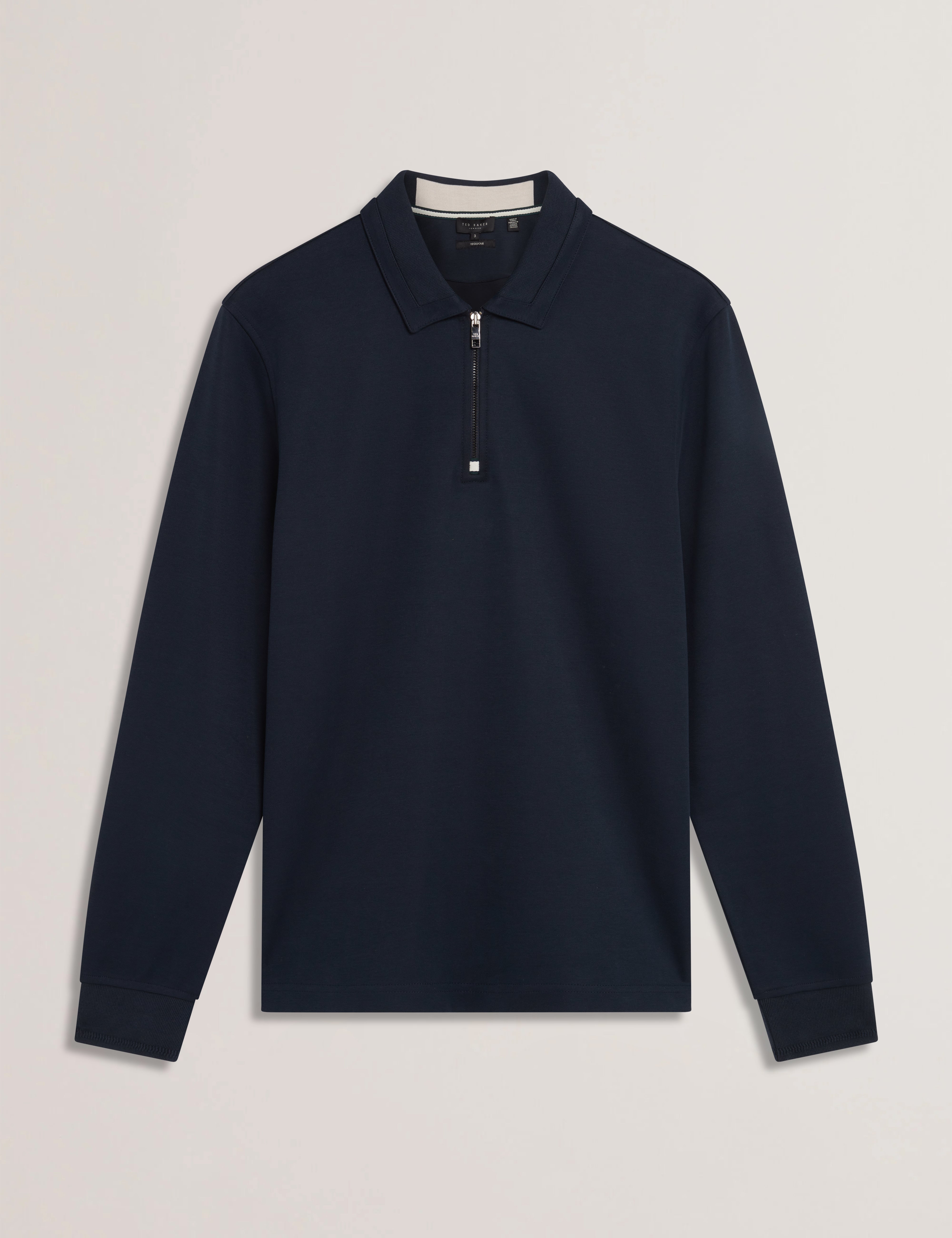Men INGMAR - Long Sleeve Cotton Blend Zip Polo Shirt - Ted Baker