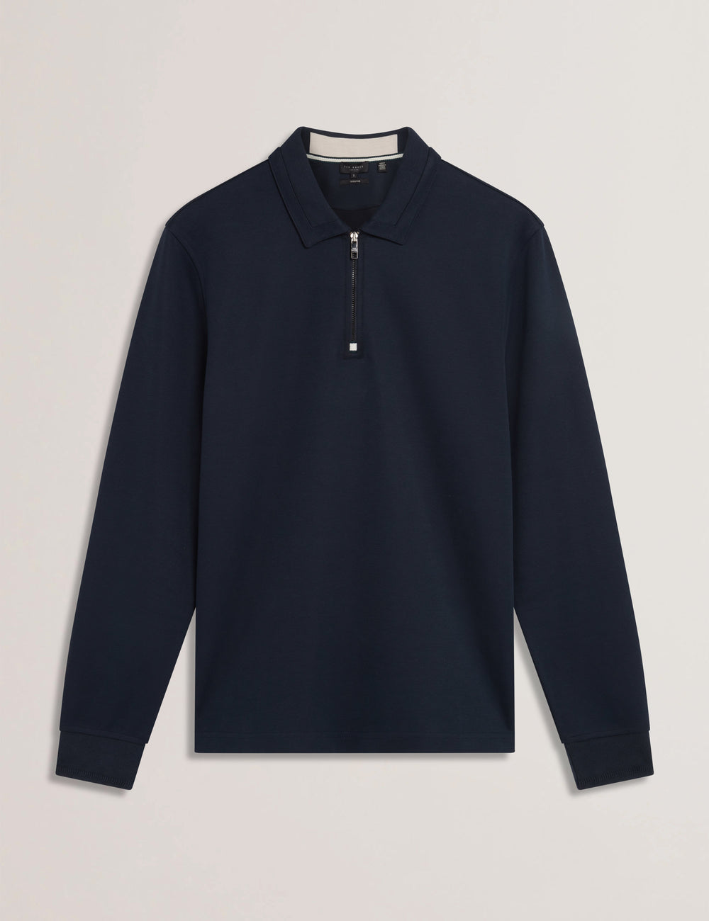 Men INGMAR - Long Sleeve Cotton Blend Zip Polo Shirt - Ted Baker