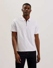 Men ANSOM - SS Reg Textured Towelling Zip Polo - Ted Baker