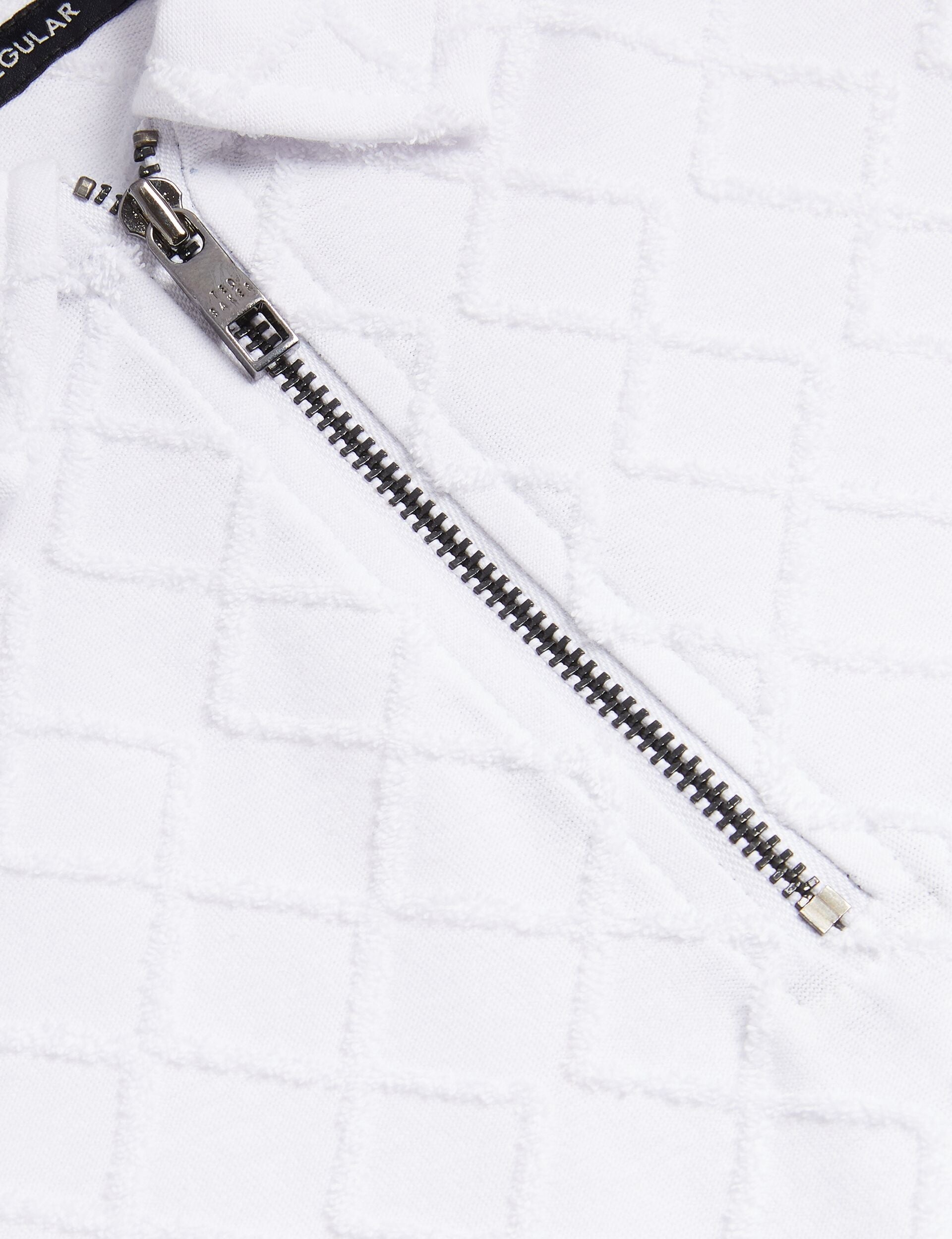 Men ANSOM - SS Reg Textured Towelling Zip Polo - Ted Baker