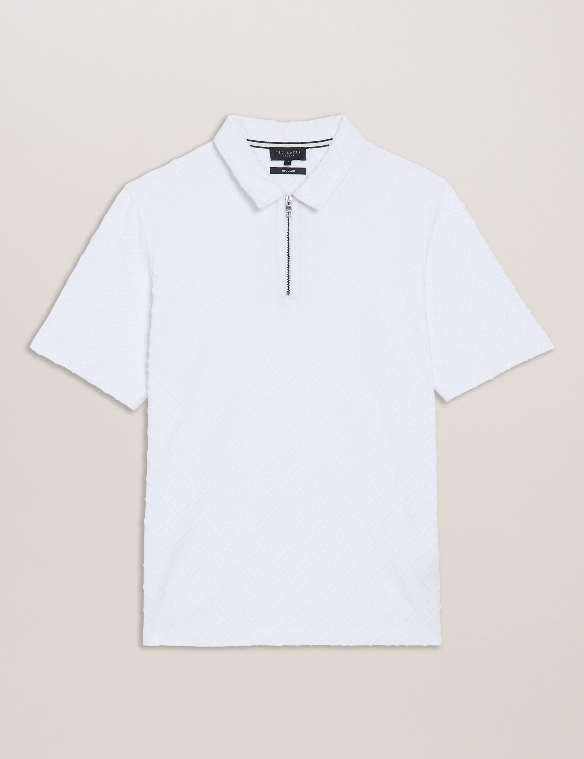 Men ANSOM - SS Reg Textured Towelling Zip Polo - Ted Baker
