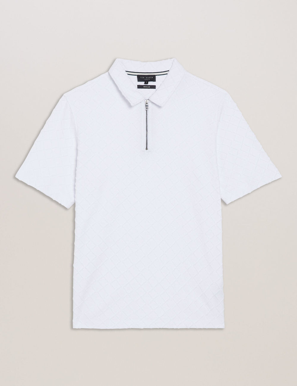 Men ANSOM - SS Reg Textured Towelling Zip Polo - Ted Baker