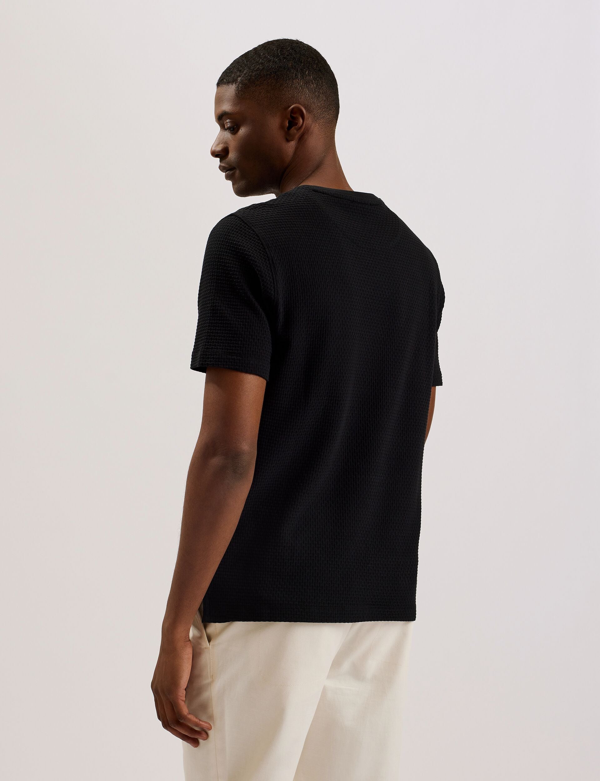Men CURLYS - Textured Knit Cotton Short Sleeve T-Shirt - Ted Baker