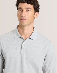 Men|Sale POPCORN STRIPE LONG SLEEVE POLO - Grey Heather - Ted Baker