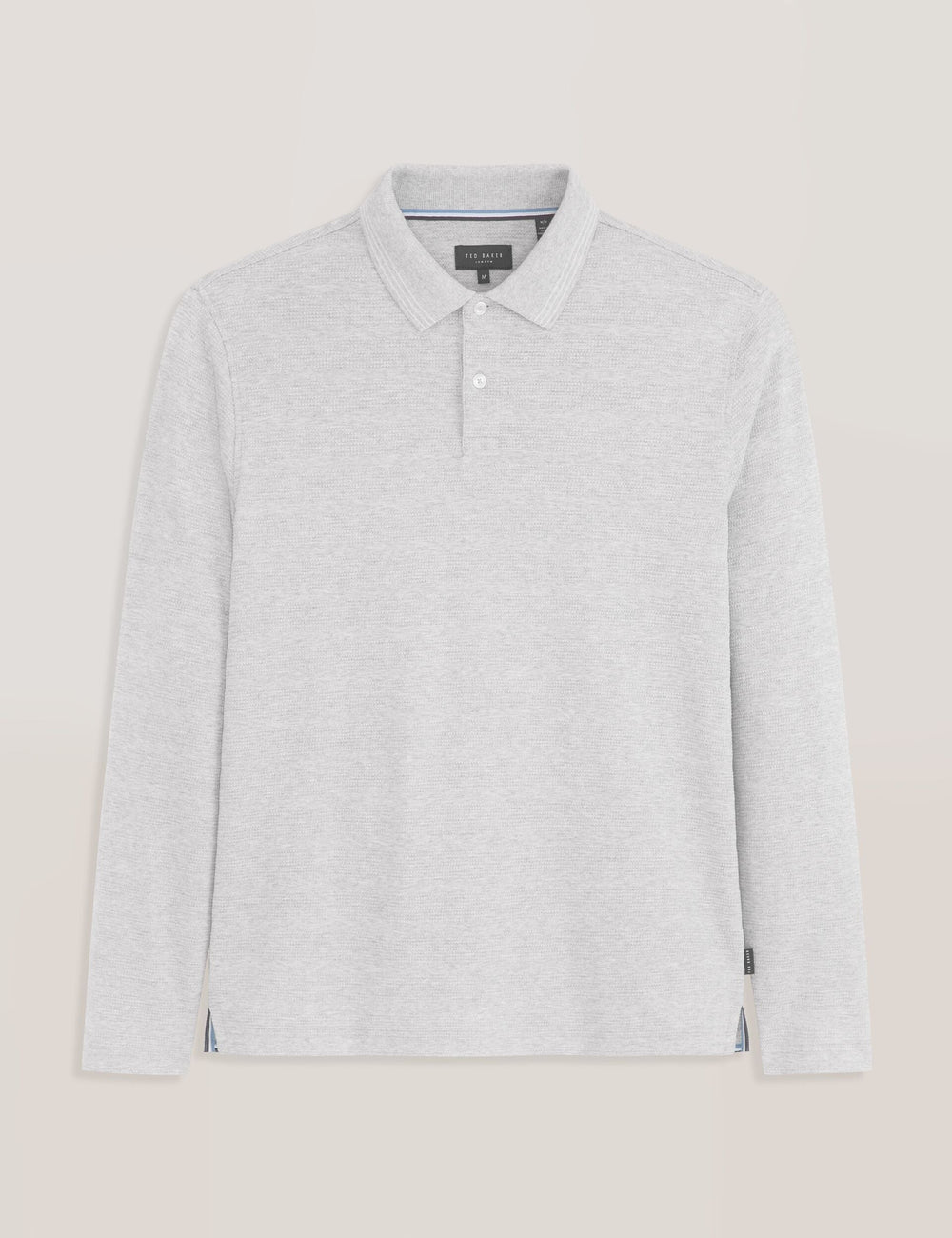 Men|Sale POPCORN STRIPE LONG SLEEVE POLO - Grey Heather - Ted Baker