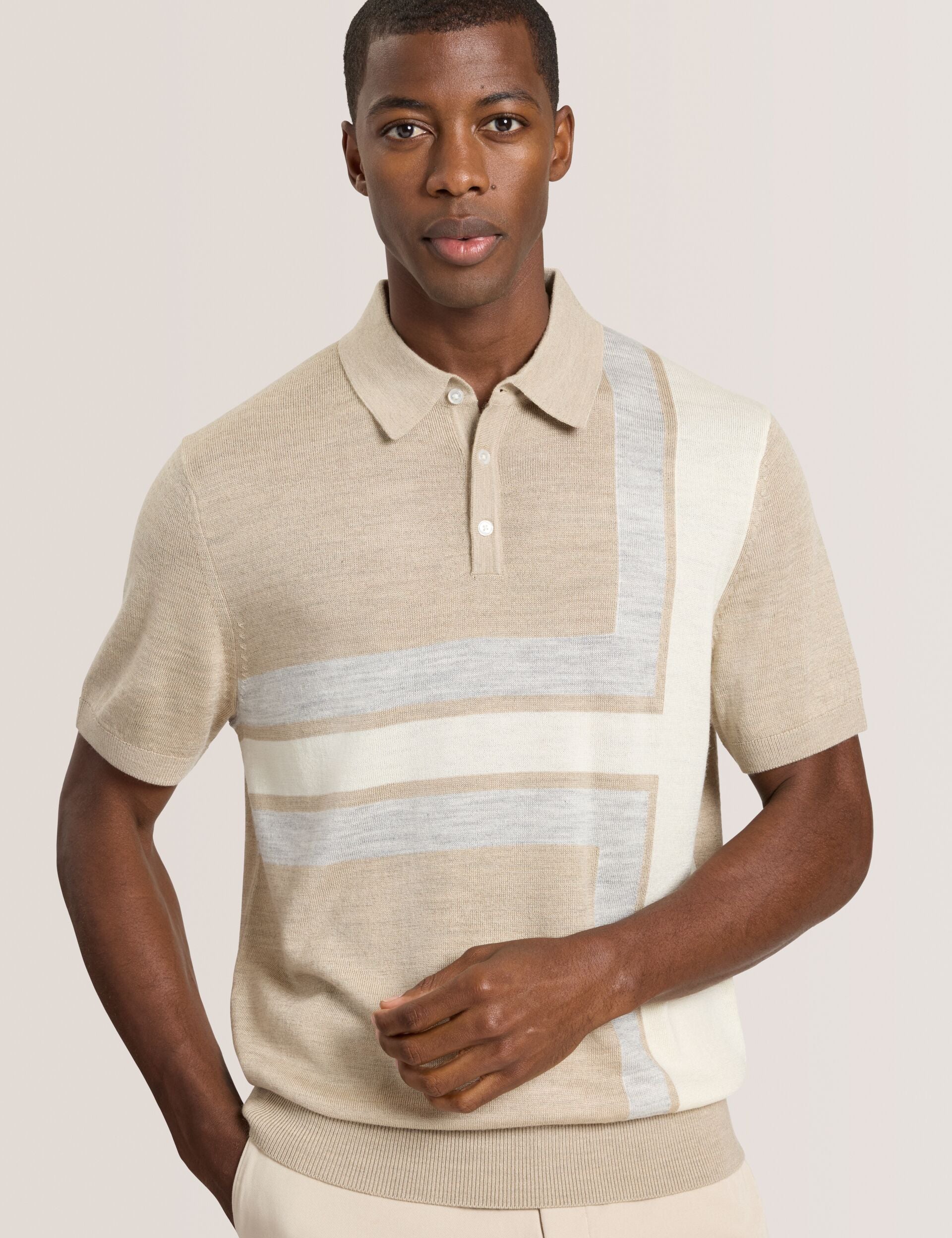 Men INTARSIA - Short Sleeve Sweater Polo - Ted Baker