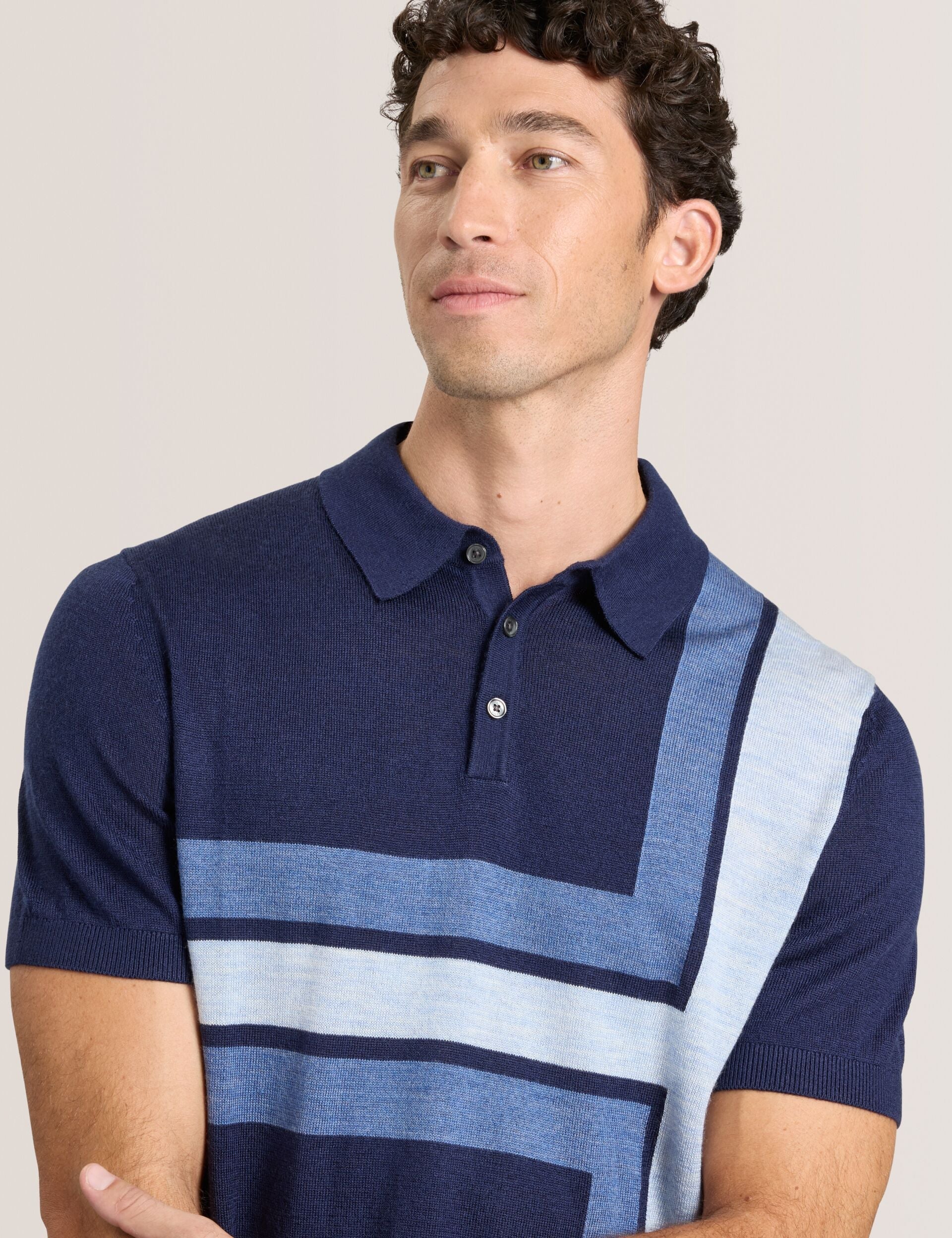 Men INTARSIA - Short Sleeve Sweater Polo - Ted Baker