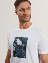 Men JUSTINO - White Branded Box Print Graphic Cotton T-Shirt - Ted Baker