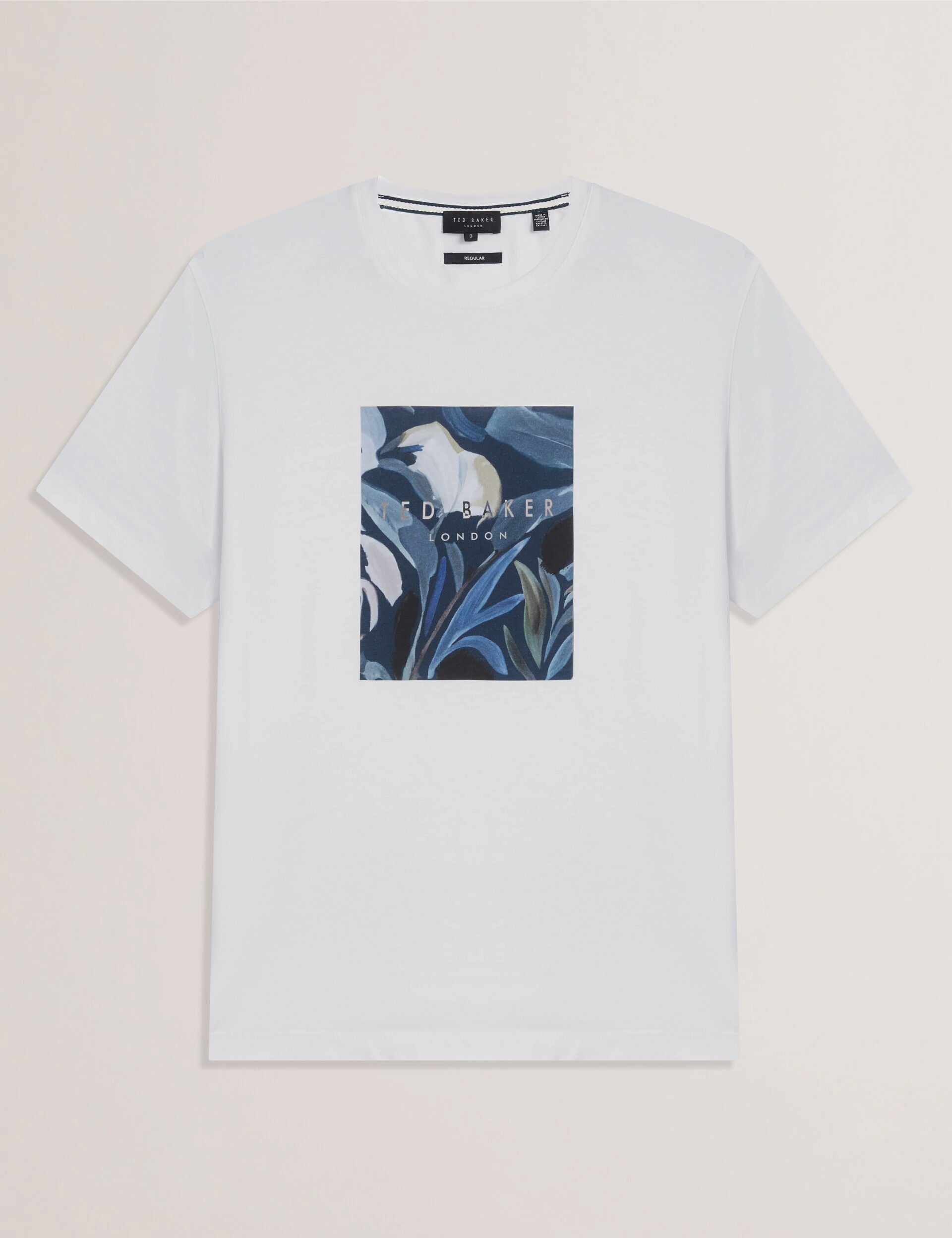 Men JUSTINO - White Branded Box Print Graphic Cotton T-Shirt - Ted Baker