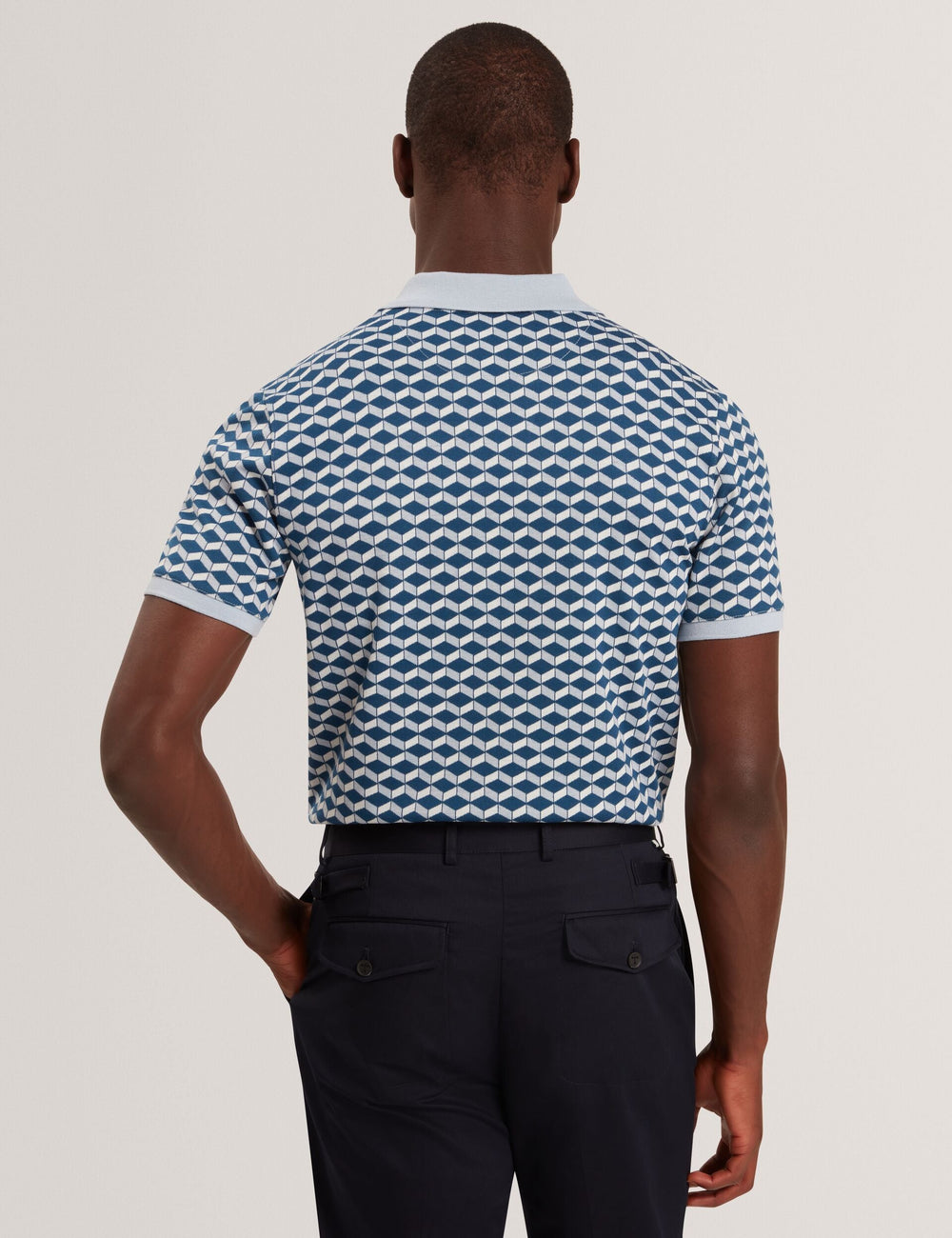 Men LIRIEN Geometric Jacquard Pique Polo Shirt - Ted Baker