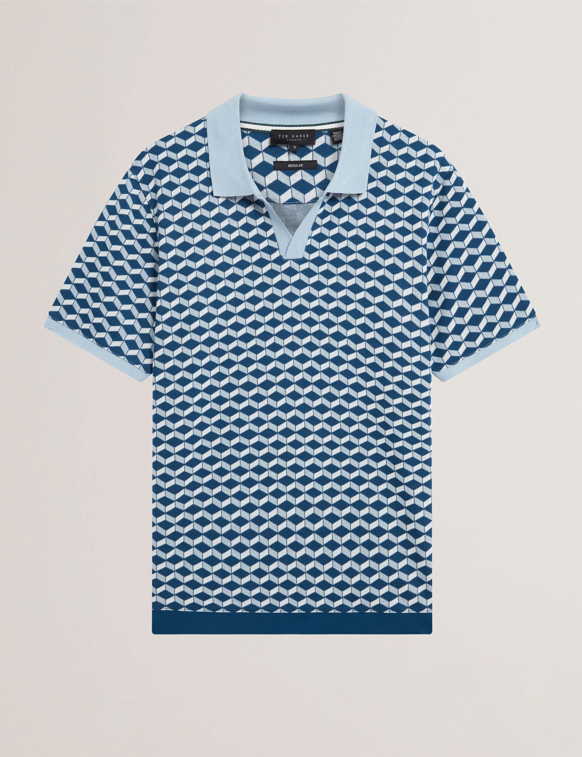 Men LIRIEN Geometric Jacquard Pique Polo Shirt - Ted Baker