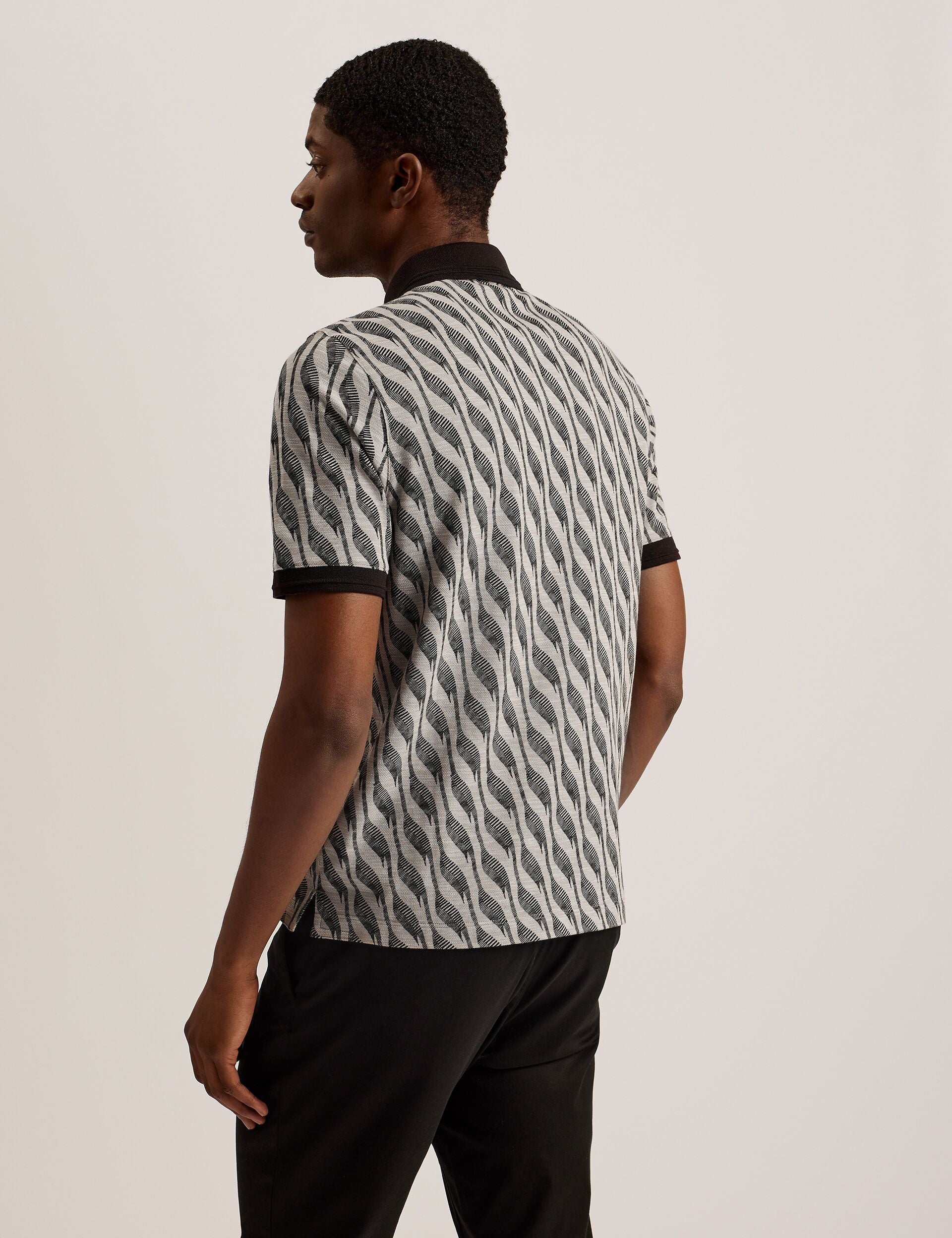 Men JACQUARD POLO - Brown - Ted Baker
