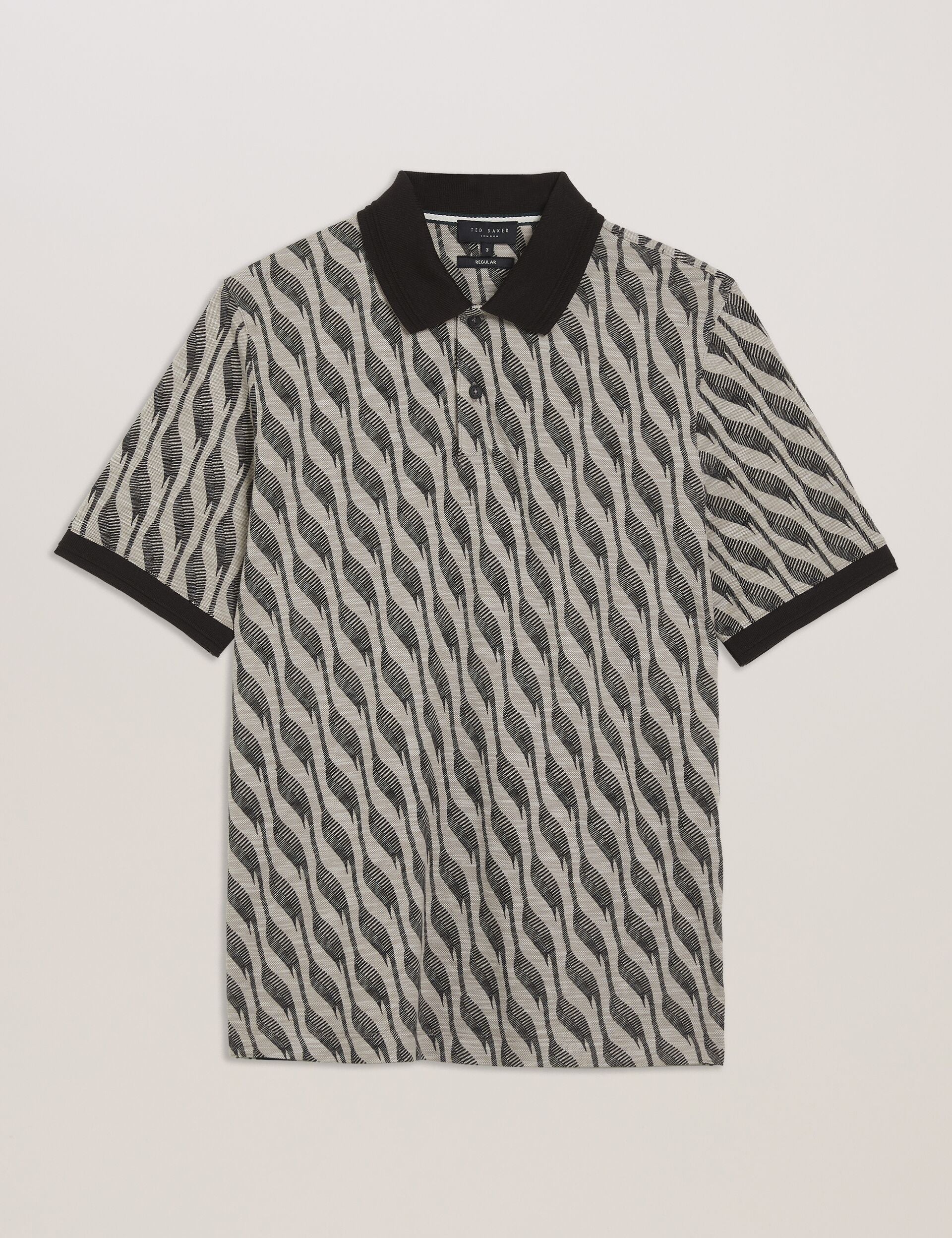 Men JACQUARD POLO - Brown - Ted Baker