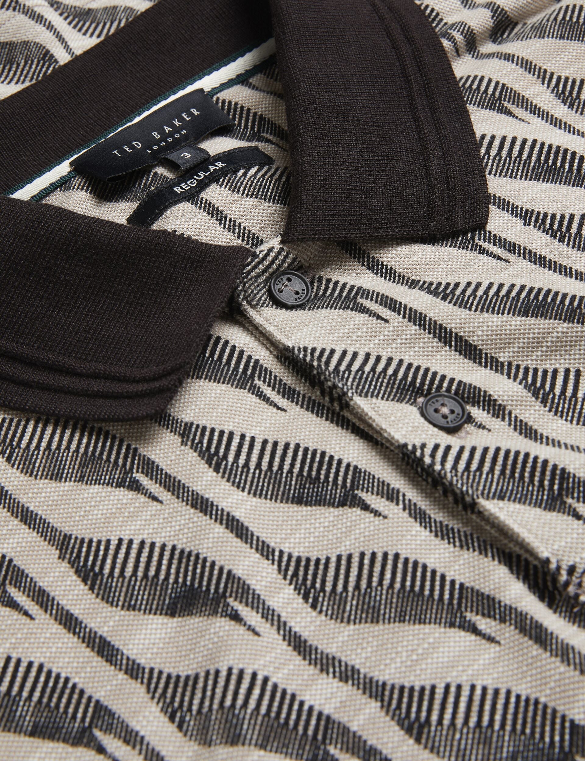 Men JACQUARD POLO - Brown - Ted Baker