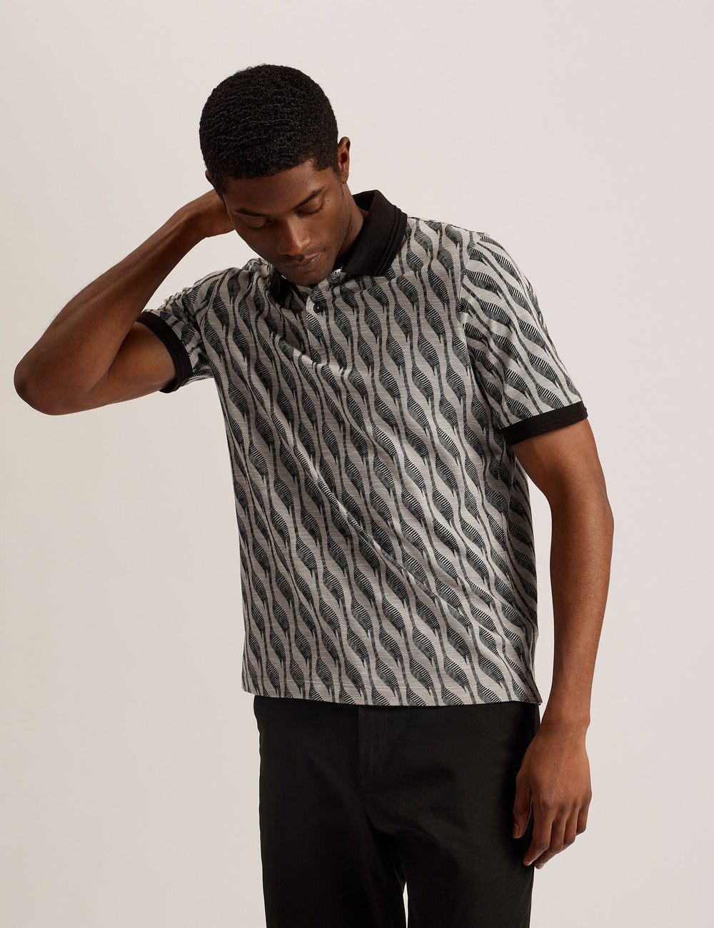 Men JACQUARD POLO - Brown - Ted Baker