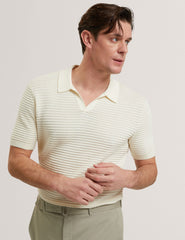 Men BESTEL - Short Sleeve Wavy Stitch Open Neck Polo - Ted Baker