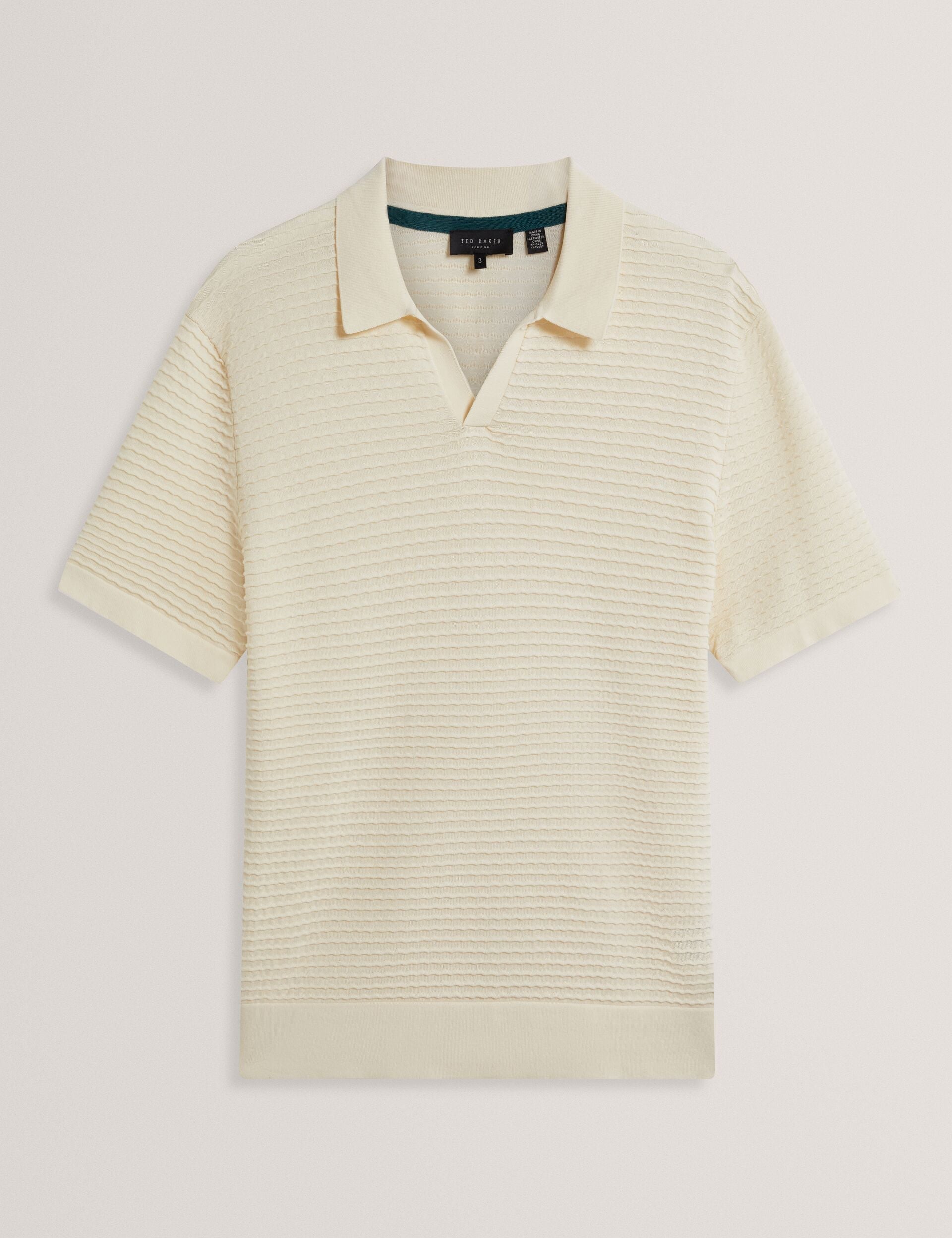 Men BESTEL - Short Sleeve Wavy Stitch Open Neck Polo - Ted Baker