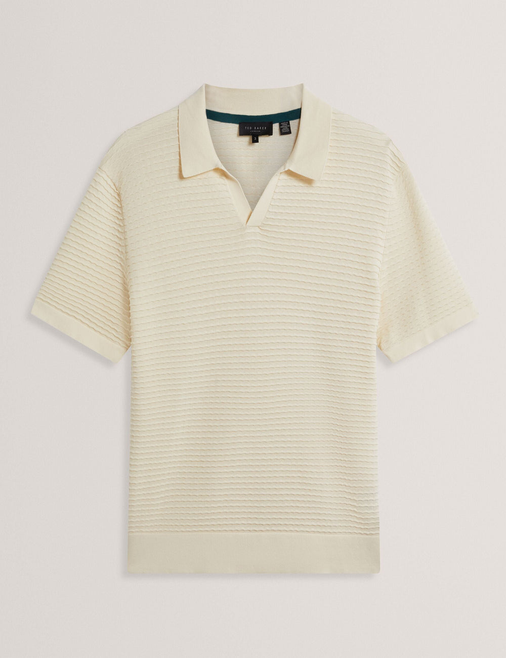 Men BESTEL - Short Sleeve Wavy Stitch Open Neck Polo - Ted Baker
