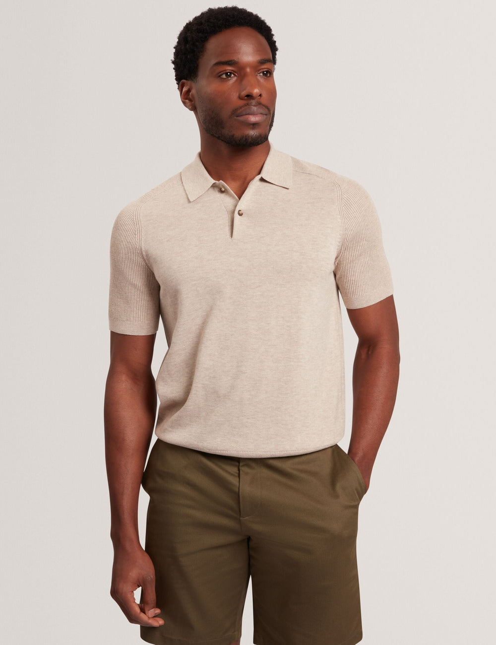 Men|Sale OTISO - Wool Blend Ribbed Raglan Polo Shirt - Ted Baker