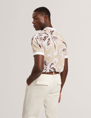 Men EZRRA - Leaf Print Knitted Crew Neck T-Shirt - Ted Baker