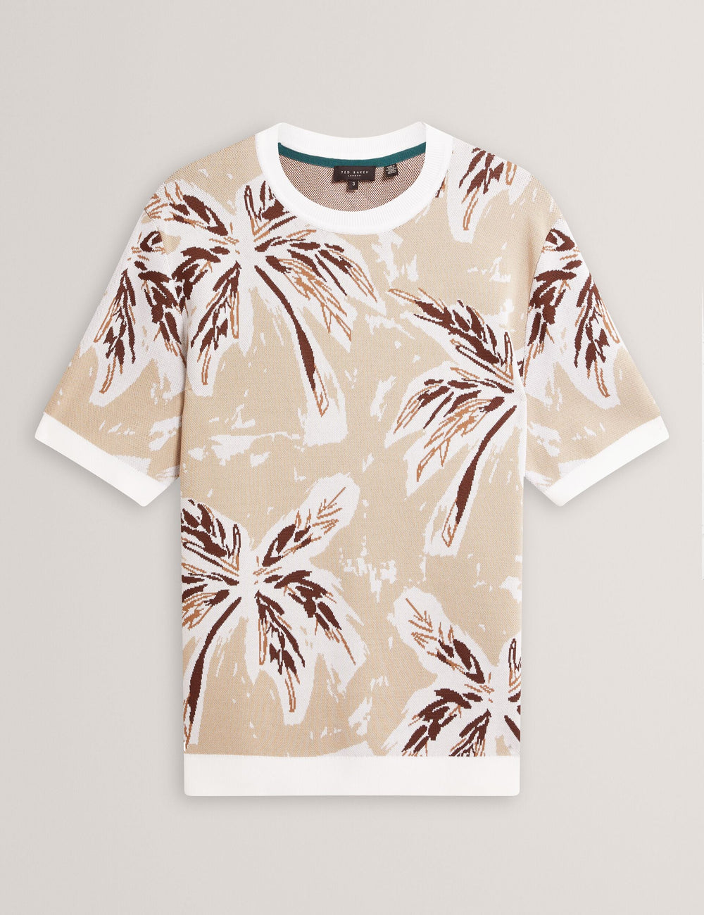 Men EZRRA - Leaf Print Knitted Crew Neck T-Shirt - Ted Baker