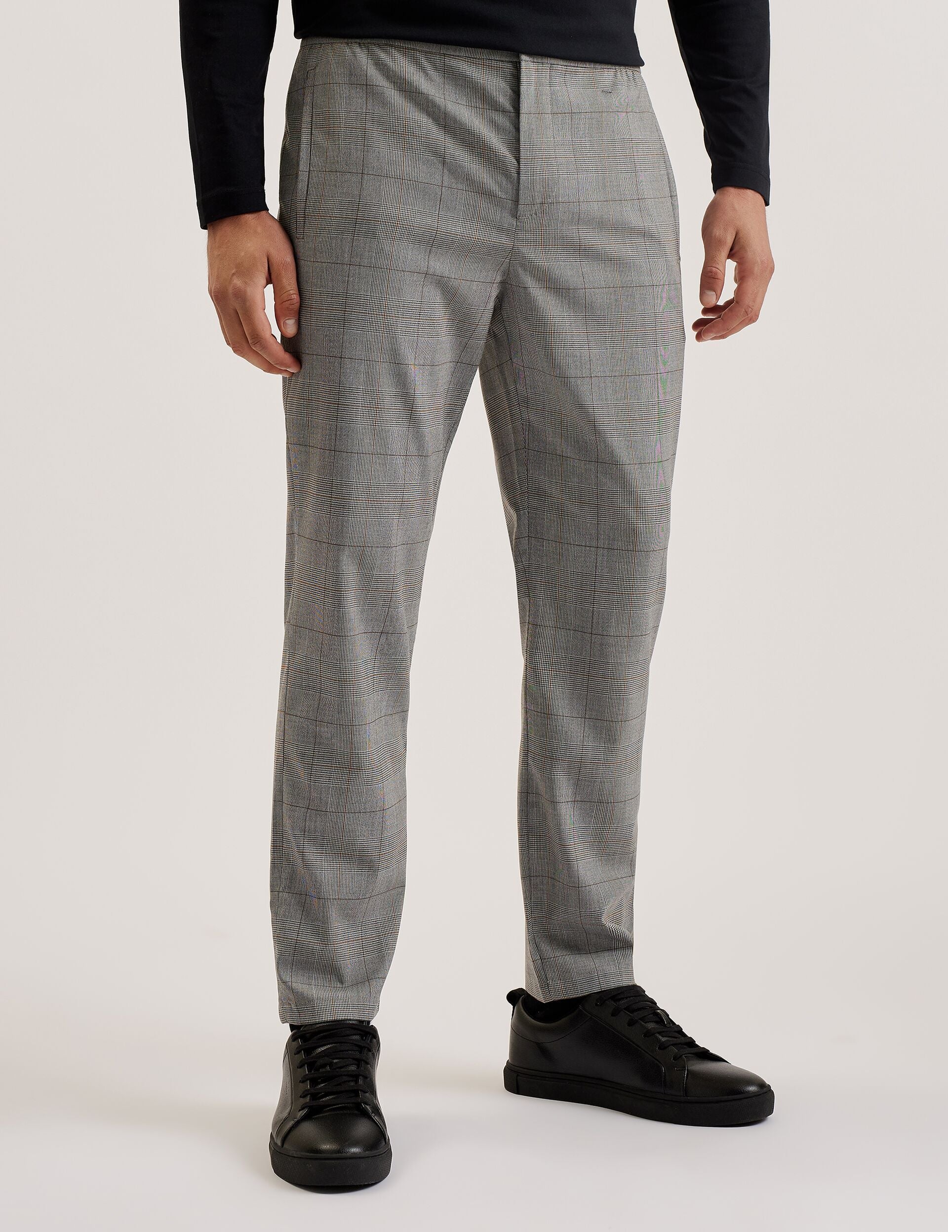 Men NICOLO - Checked Elastic Waist Tailored Pants - Ted Baker