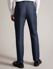 Men SLIM LINEN WOOL TROUSERS - Navy - Ted Baker