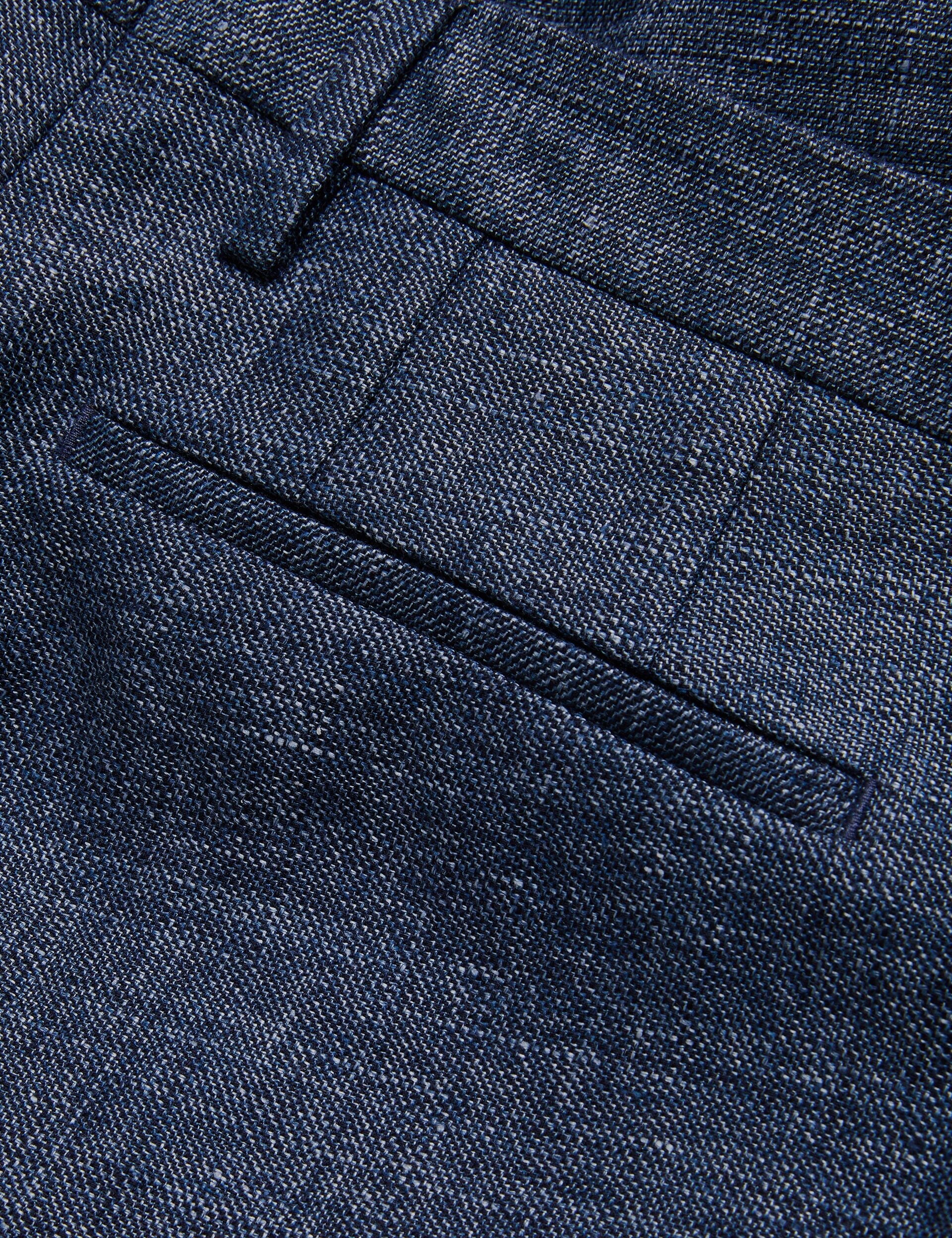 Men SLIM LINEN WOOL TROUSERS - Navy - Ted Baker