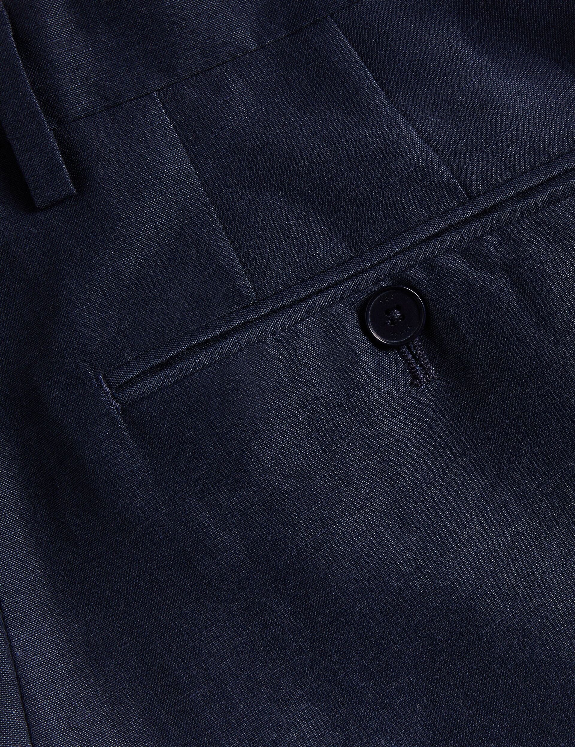 Men SLIM FIT WOOL LINEN TROUSER - Navy - Ted Baker