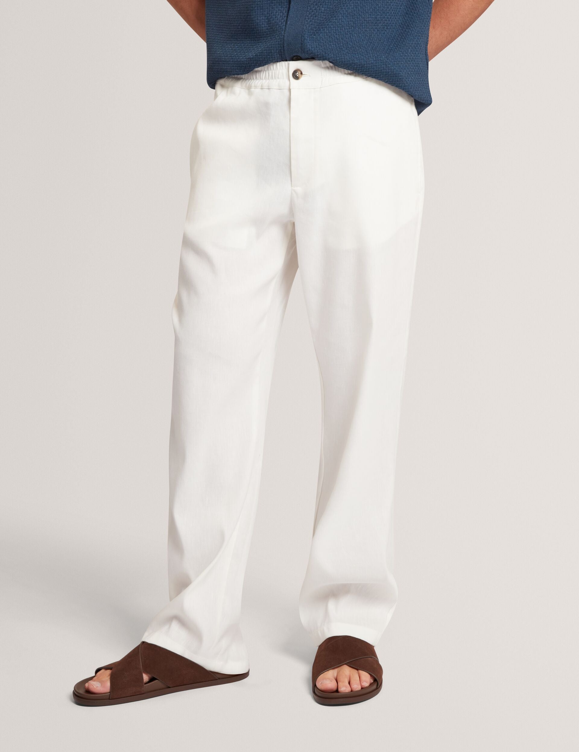 Men CULVERR Relaxed Linen Blend Elasticated Trousers - Ted Baker