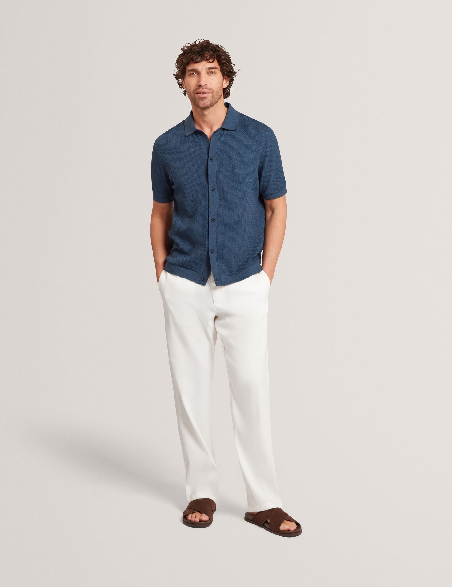 Men CULVERR Relaxed Linen Blend Elasticated Trousers - Ted Baker