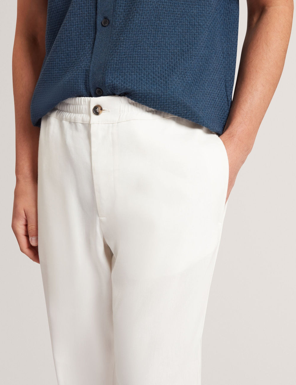 Men CULVERR Relaxed Linen Blend Elasticated Trousers - Ted Baker