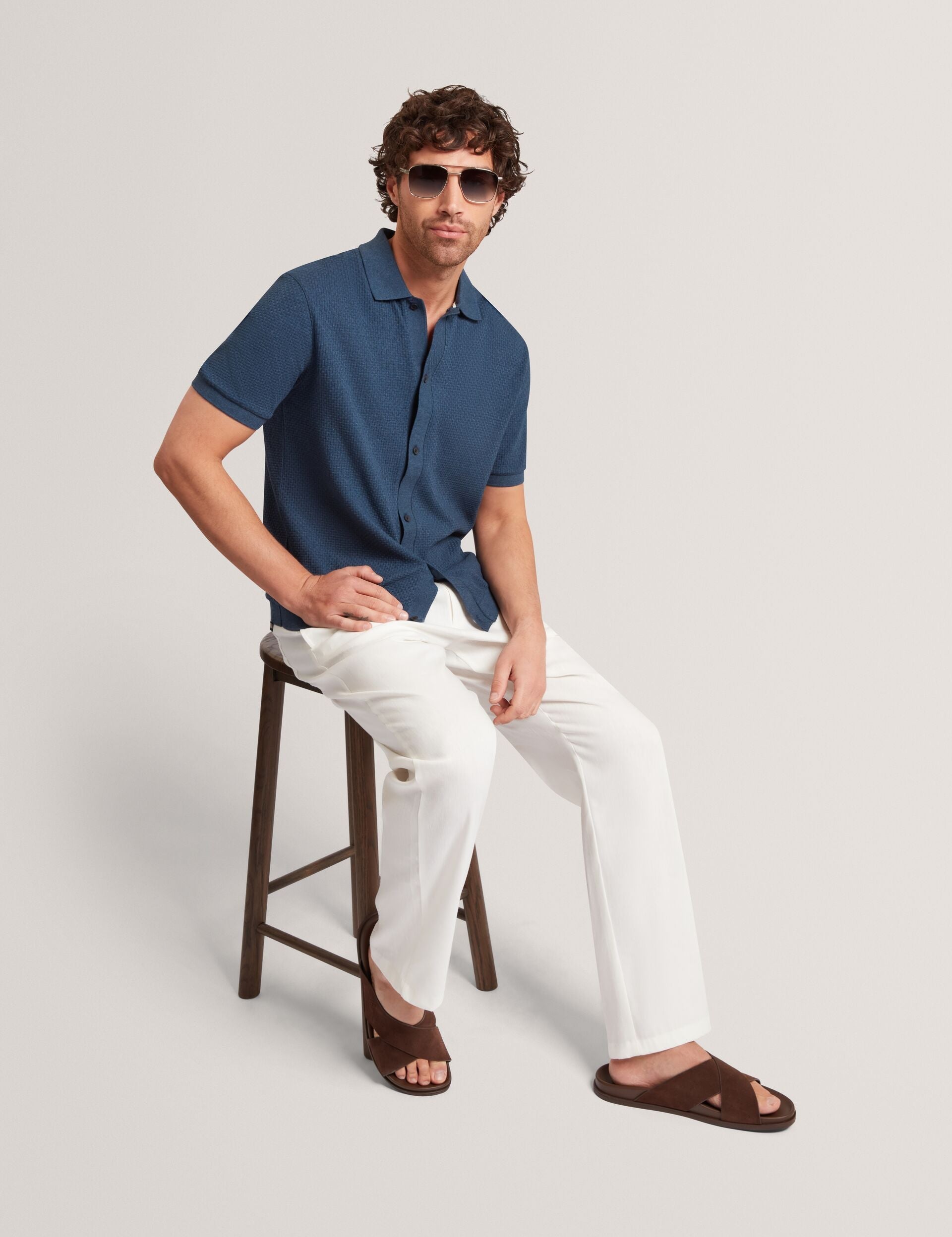 Men CULVERR Relaxed Linen Blend Elasticated Trousers - Ted Baker