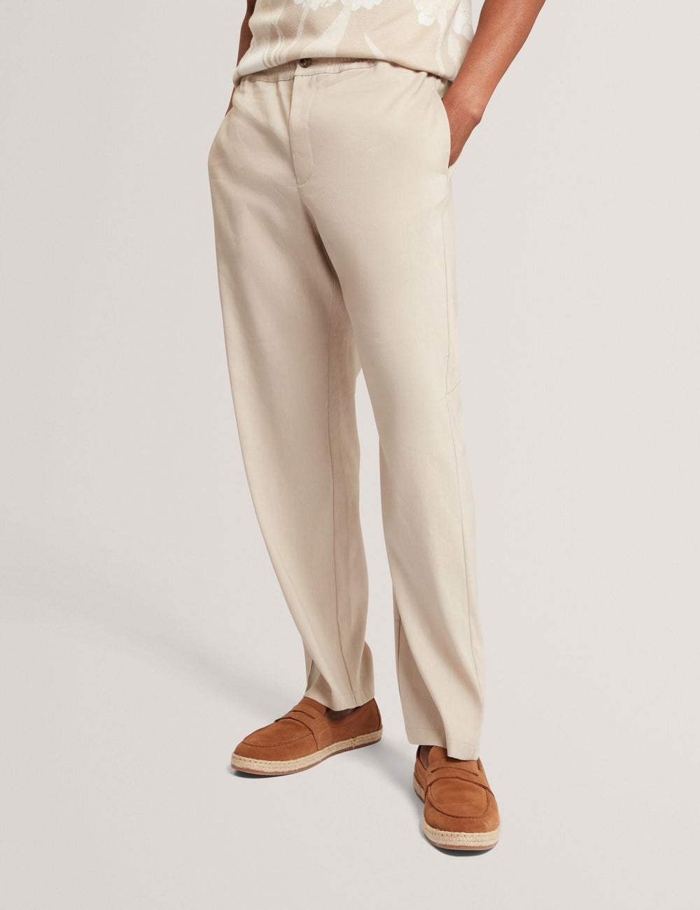 Men CULVERR Relaxed Linen Blend Elasticated Trousers - Ted Baker