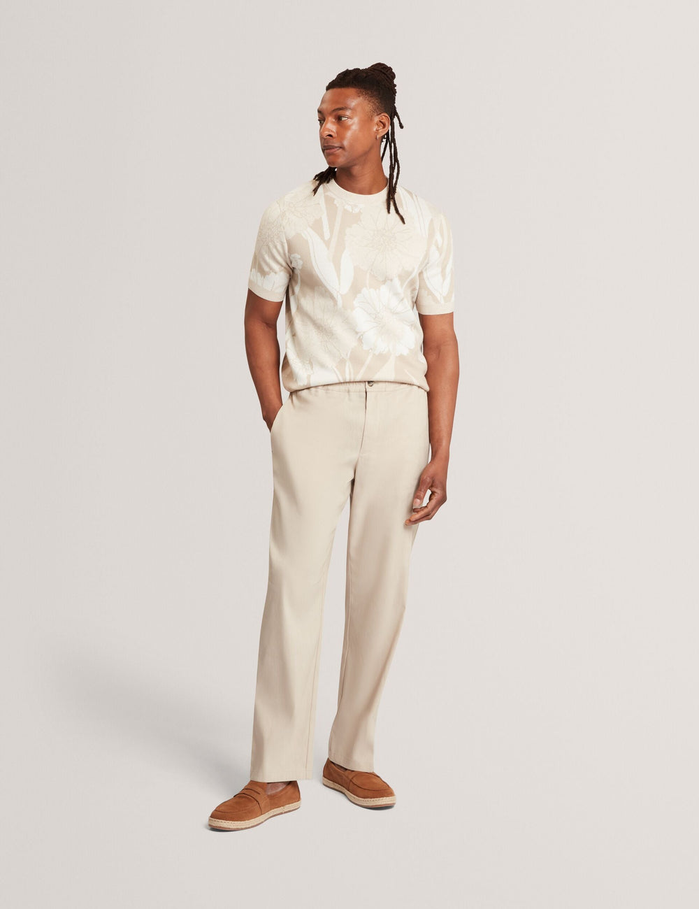 Men CULVERR Relaxed Linen Blend Elasticated Trousers - Ted Baker