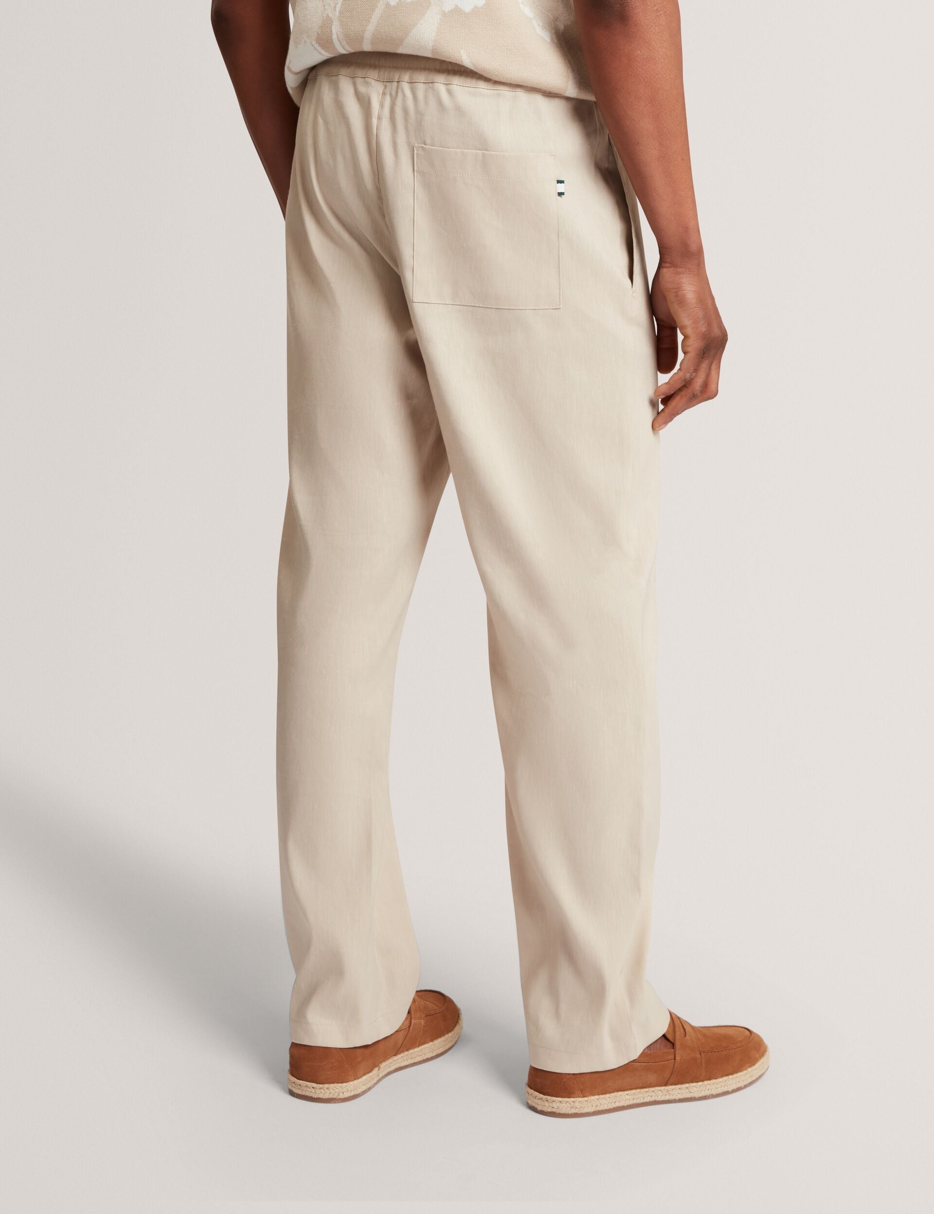 Men CULVERR Relaxed Linen Blend Elasticated Trousers - Ted Baker