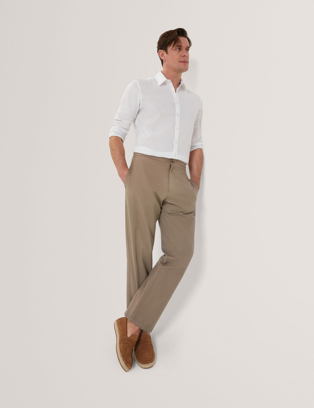 Men MAURCE - Straight Leg Cotton Linen Pants - Ted Baker