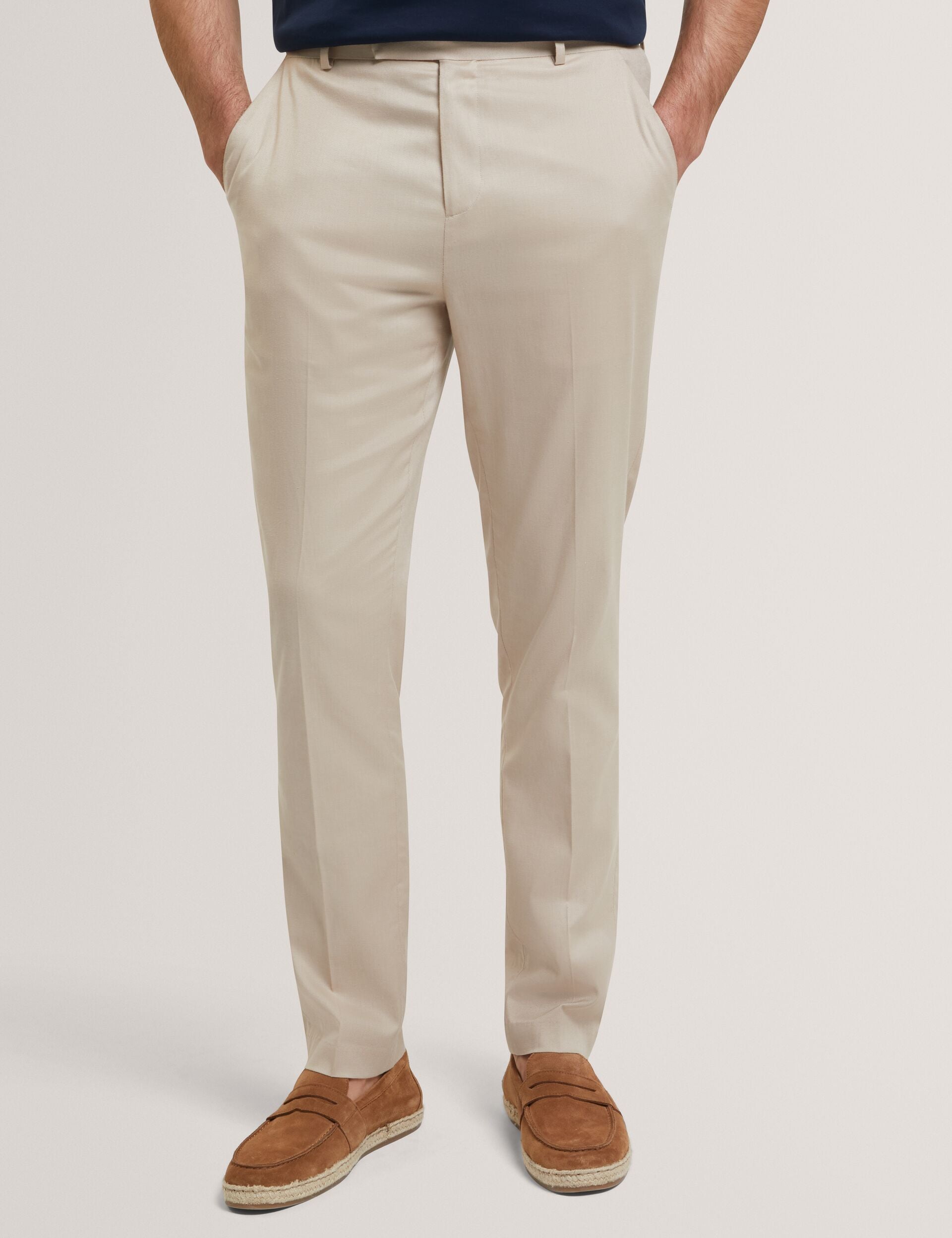 Men SABATON - Slim Fit Stretch Cotton Twill Smart Pants - Ted Baker