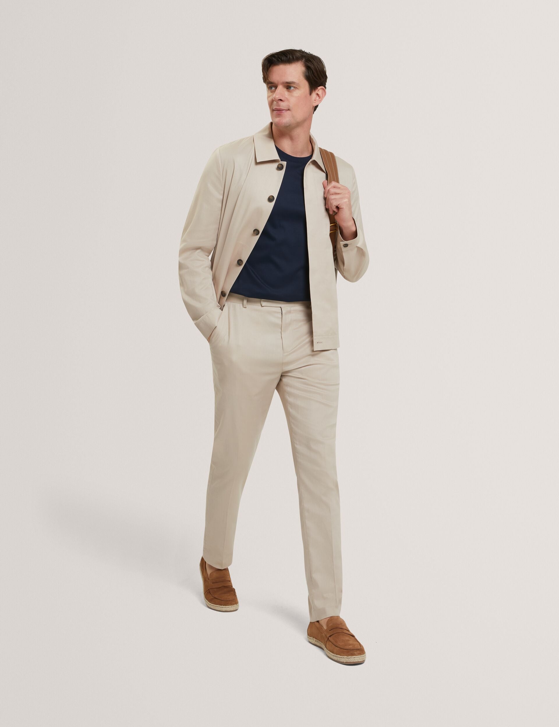 Men SABATON - Slim Fit Stretch Cotton Twill Smart Pants - Ted Baker