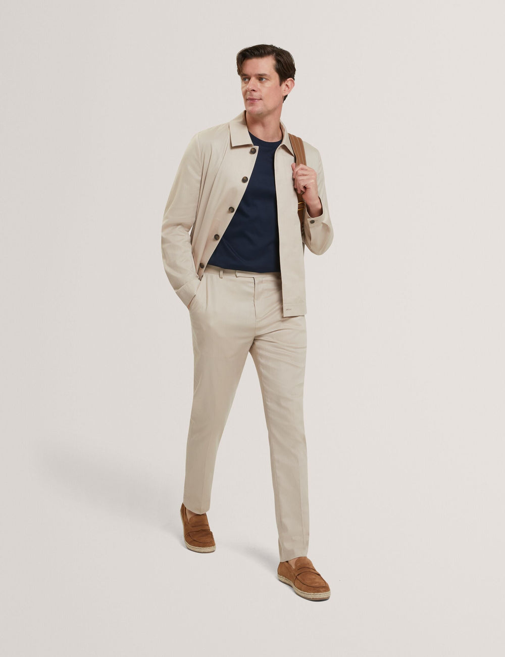 Men SABATON - Slim Fit Stretch Cotton Twill Smart Pants - Ted Baker