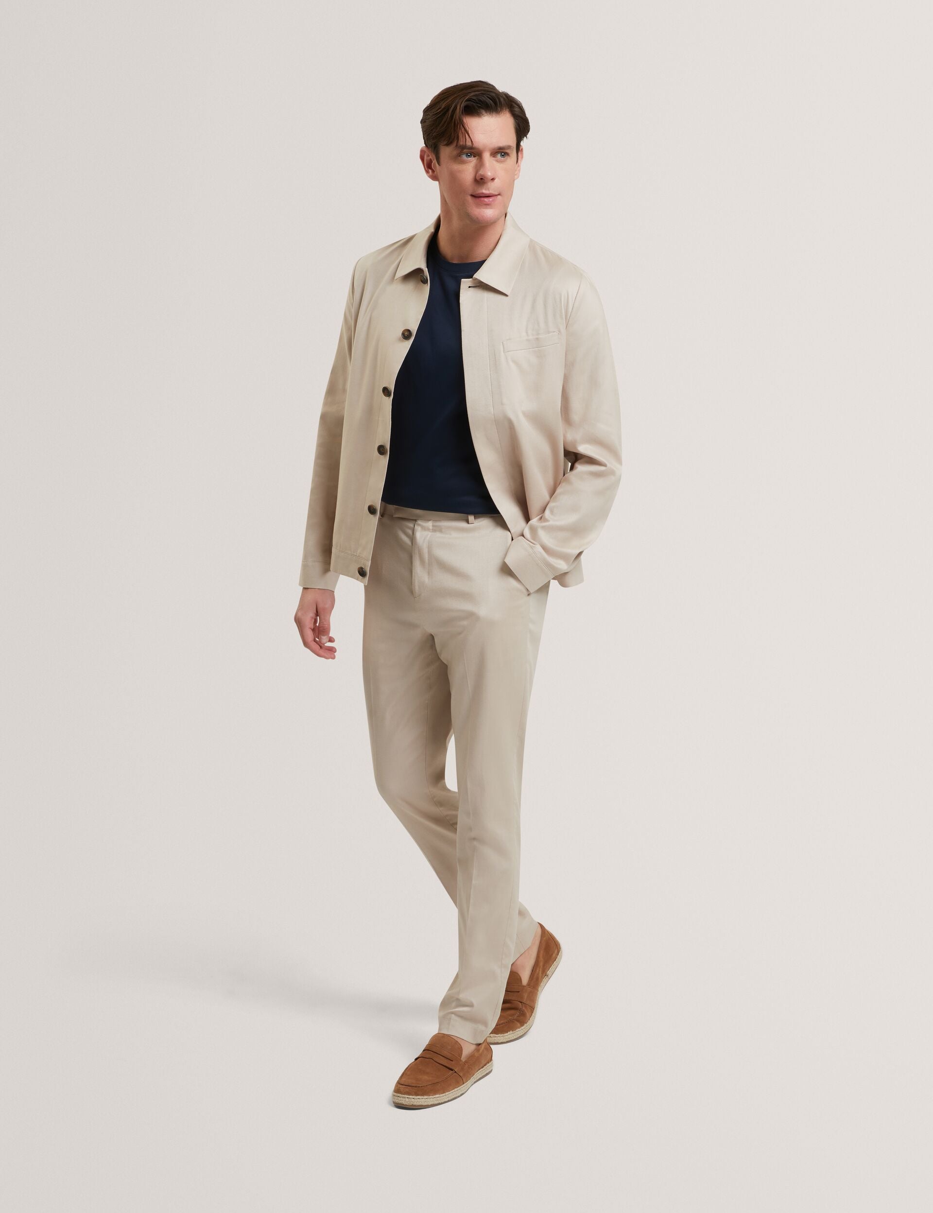 Men SABATON - Slim Fit Stretch Cotton Twill Smart Pants - Ted Baker