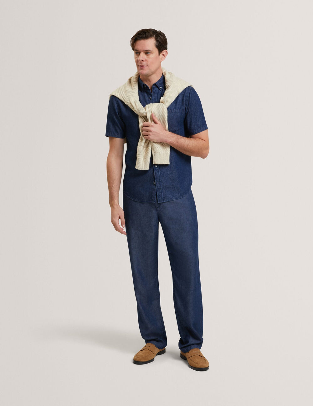 Men GANMO Relaxed Pull-On Chambray Pants - Ted Baker