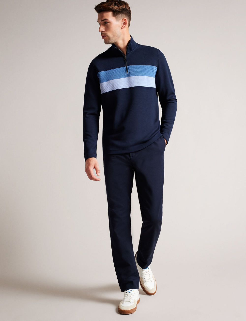 Men Veller - Long Sleeve Regular Fit Half Zip - Ted Baker