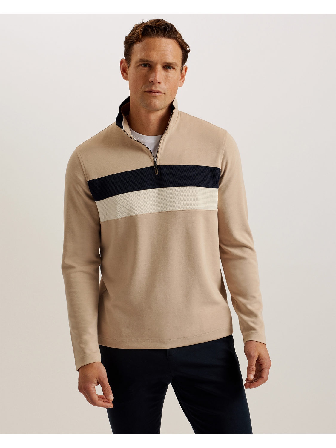 Men Veller - Long Sleeve Regular Fit Half Zip - Ted Baker