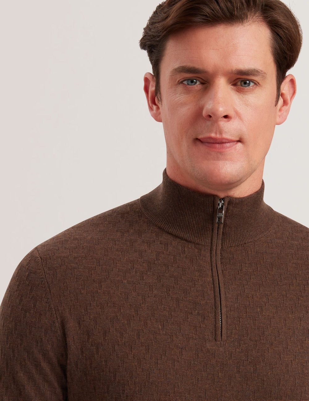 Men KURNLE - T Knit Half Zip Funnel Neck Jumper - Ted Baker