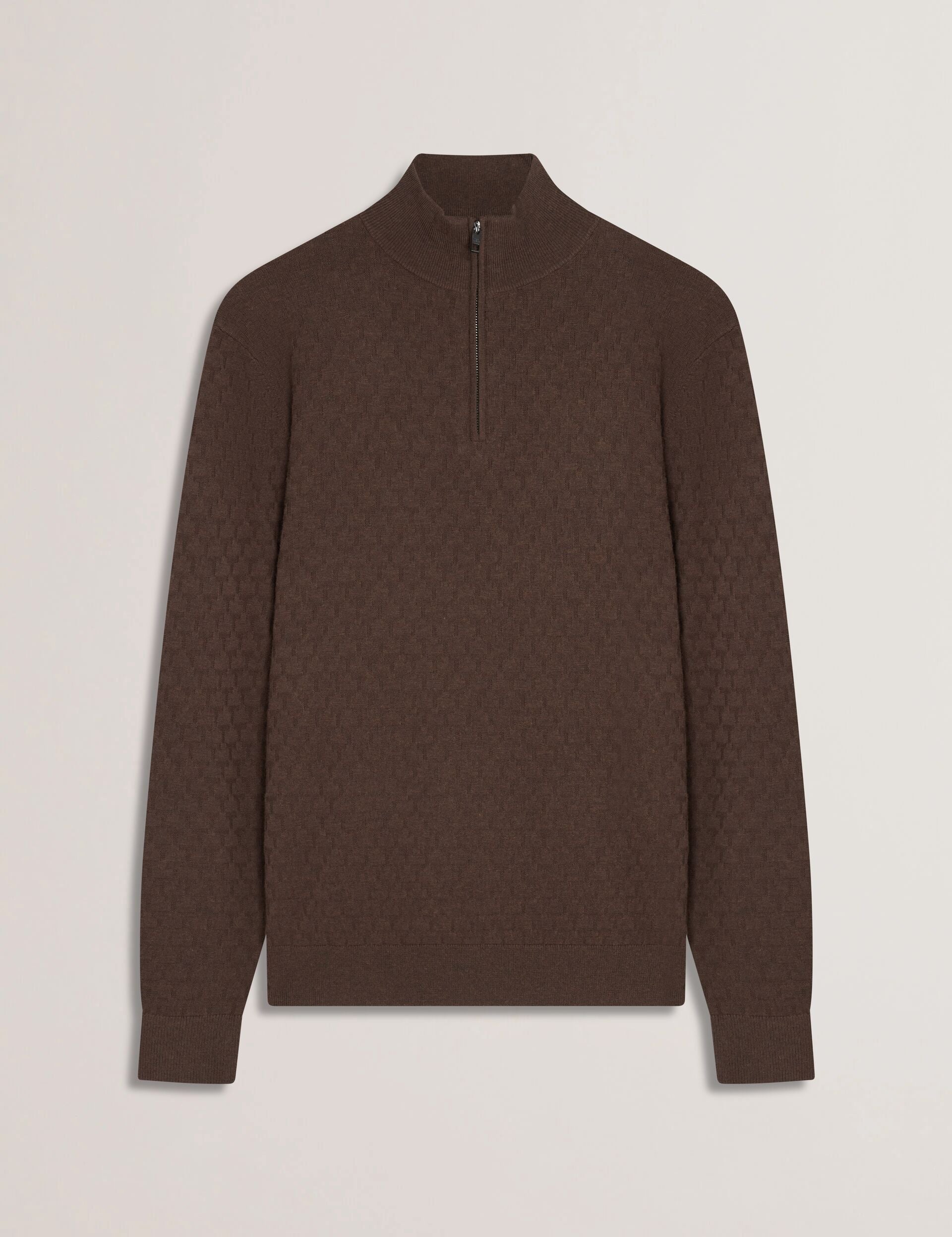Men KURNLE - T Knit Half Zip Funnel Neck Jumper - Ted Baker
