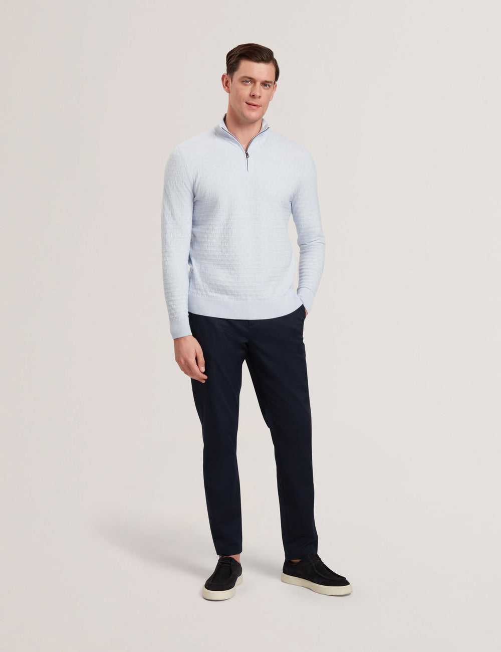 Men KURNLE - T Knit Half Zip Funnel Neck Jumper - Ted Baker